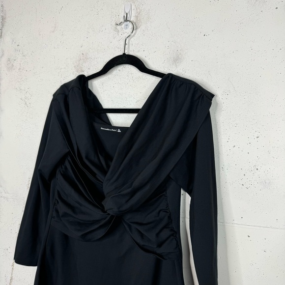 Abercrombie & Fitch Deep V Ponte Thick Knit Twisted Wrap Front Dress 3/4 Sleeve - Picture 6 of 14